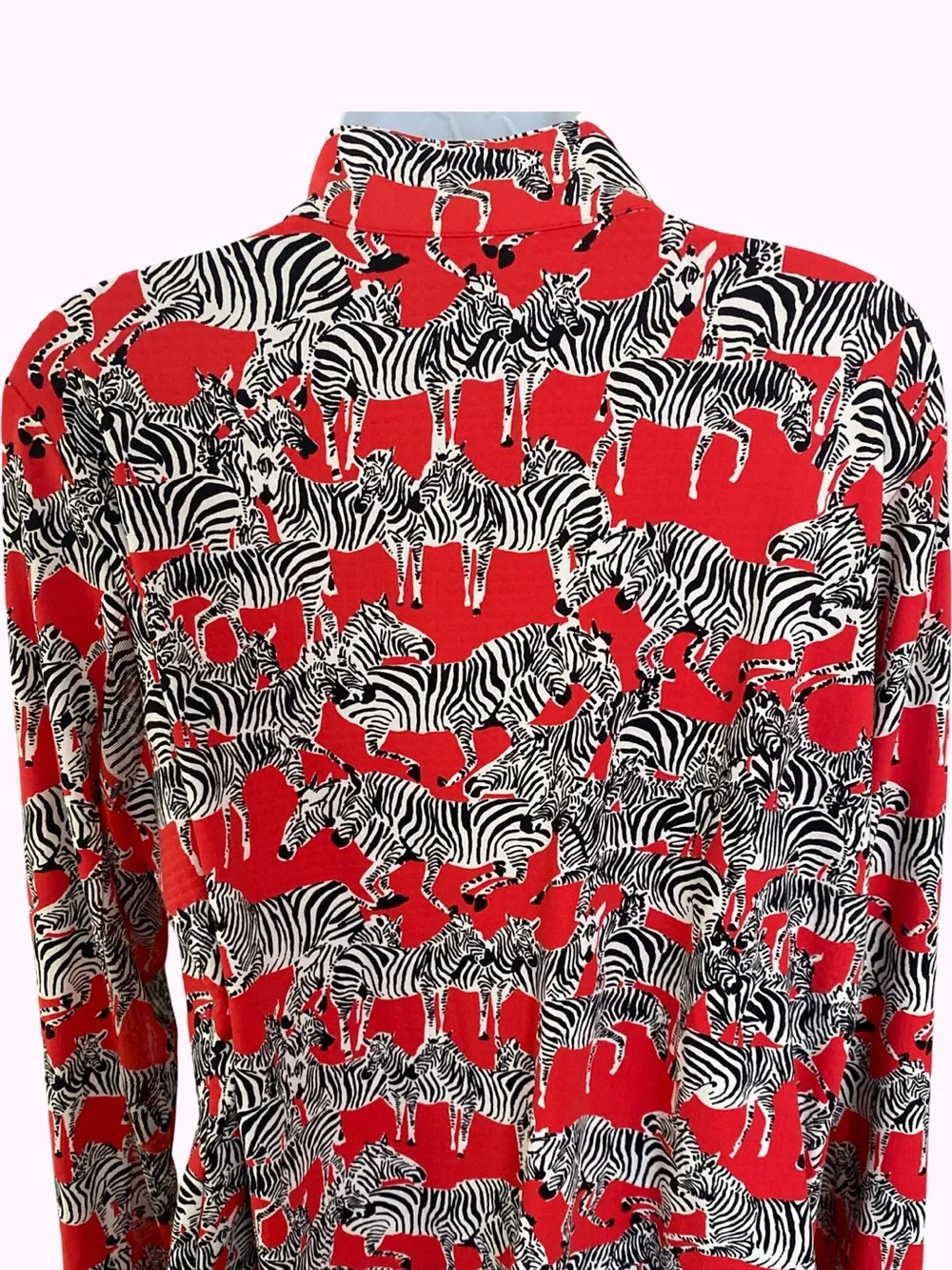 IBKUL Red Zebra Print Long Sleeve Polo - Picture 4 of 4